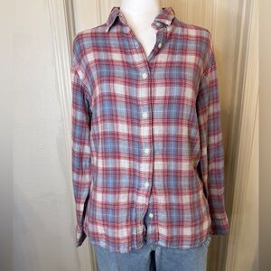 JACHS Girlfriend Red and Blue Plaid Shirt